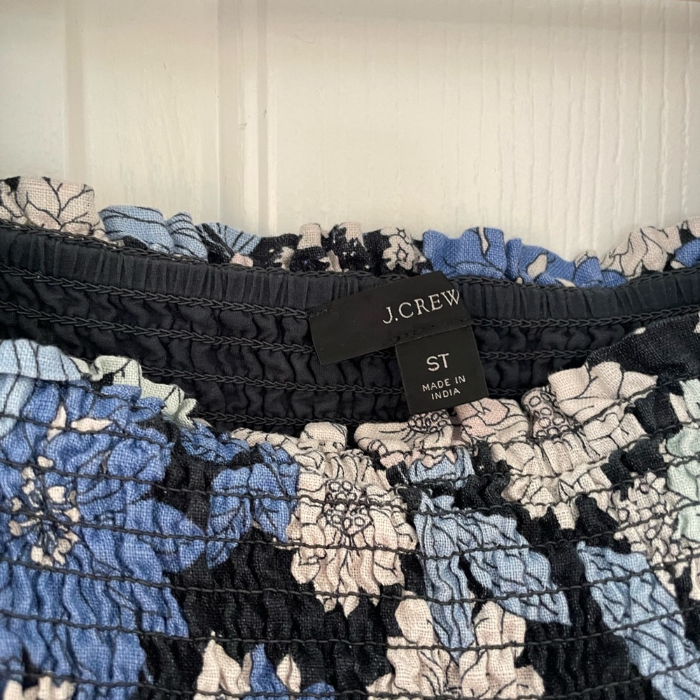 Like New J. Crew Linen daydream dress in blue zinnia floral Small TALL - Picture 5 of 7